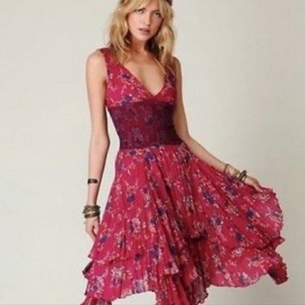 Free People Pink One Wisteria Lattice Dress